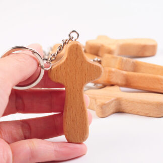 Wood cross keychain