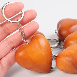 Wooden heart keychain