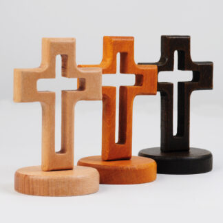 Hollow wood cross with base