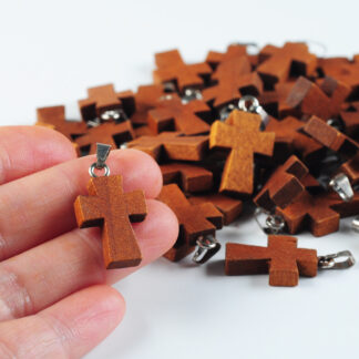 Small wood cross charm