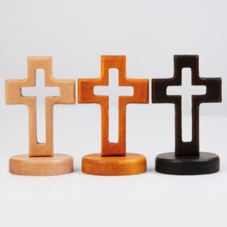 Hollow wooden cross set with base